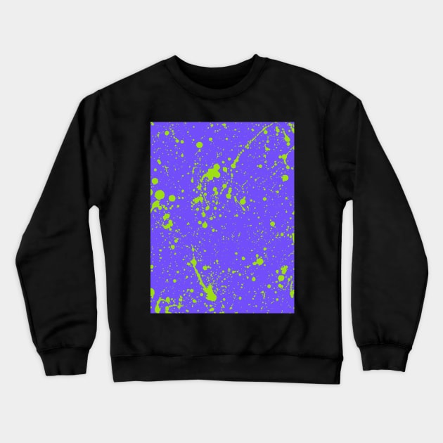 Green Lime Spray Splatter On Lavender Crewneck Sweatshirt by Pulpixel